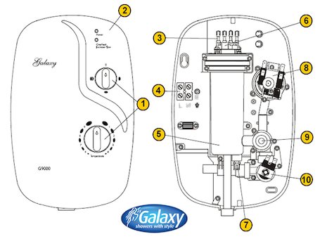 Galaxy G9000 (G9000) spares breakdown diagram