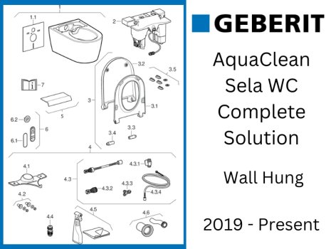 Geberit AquaClean Sela Wall-Hung WC (146.220.11.1) spares breakdown diagram