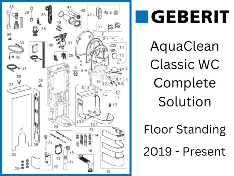 Geberit AquaClean Mera Classic WC complete solution - floor standing (146.242.11.1) spares breakdown diagram