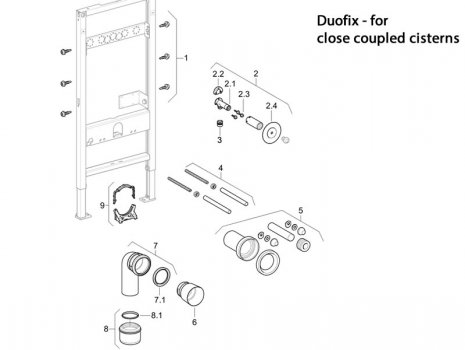 Geberit Duofix for close coupled cisterns (111.210.00.1) spares breakdown diagram