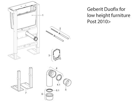 Geberit Duofix low height - post 2010 spares breakdown diagram
