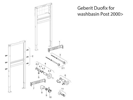 Geberit Duofix washbasin - post 2000 spares breakdown diagram