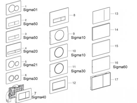 Geberit Sigma flush plates -various (Sigma) spares breakdown diagram