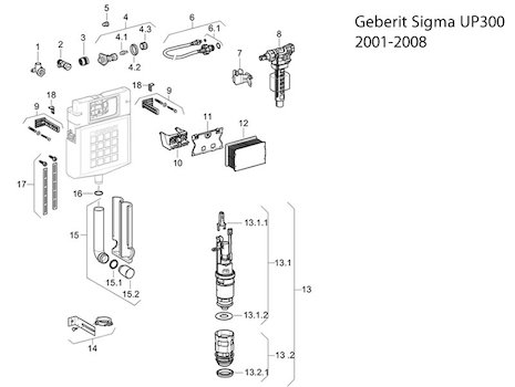 Geberit Sigma UP300 - 2001-2008 spares breakdown diagram