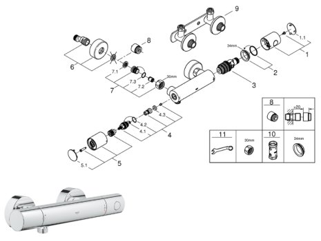 Grohe joint Universal 0122400M 11 x 2, paquet de 10 pièces