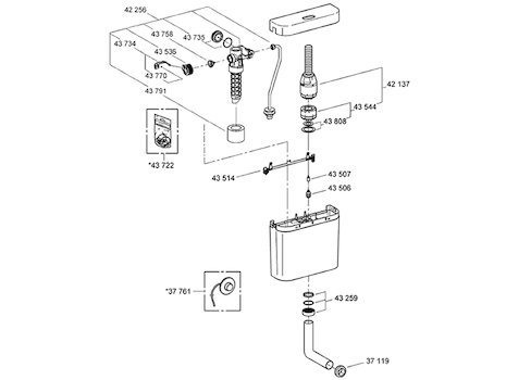 Grohe Adagio 6L Cistern bottom feed - 37945 SH0 (37945SH0) spares breakdown diagram