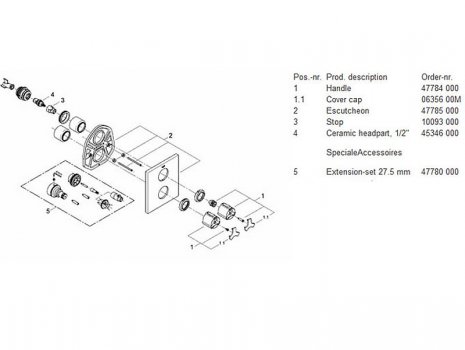 Grohe Allure single outlet shower valve (19380000) spares breakdown diagram