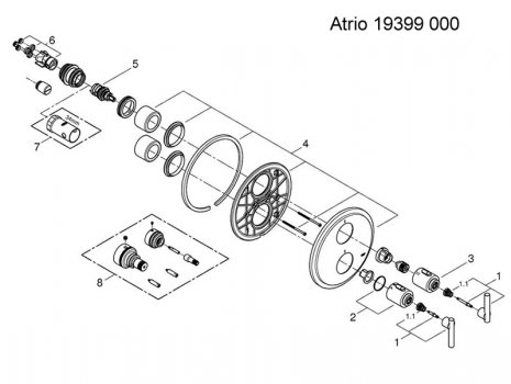 Grohe Atrio shower with 2 outlets (19399000) spares breakdown diagram