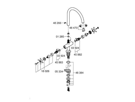 Grohe Atrio Two Handle Sink Mixer 1/2" - Brushed Hard Graphite (30362AL0) spares breakdown diagram