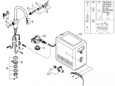 Grohe Blue Professional (31323DC2) spares breakdown diagram