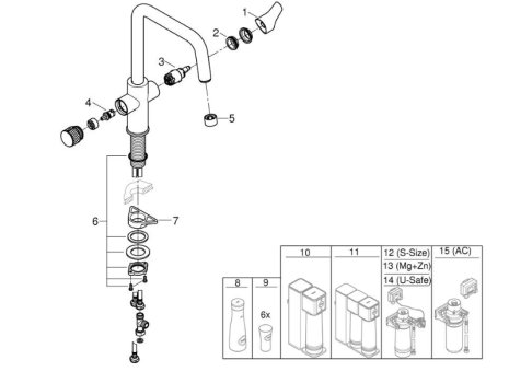 Grohe Blue Pure Eurosmart Filter Tap - Supersteel Infinity Finish (30583DC0) spares breakdown diagram