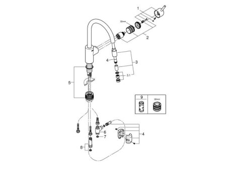 Grohe Concetto Single Lever Sink Mixer - Chrome (31212003) spares breakdown diagram