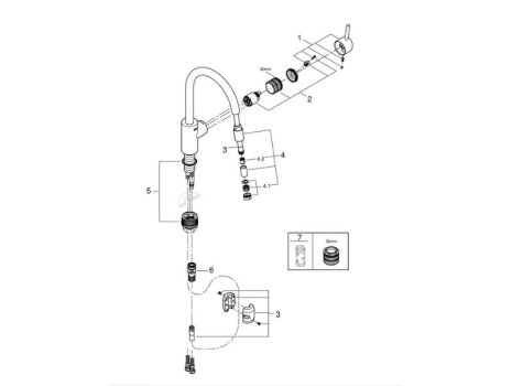 Grohe Concetto Single Lever Sink Mixer - Chrome (32663003) spares breakdown diagram