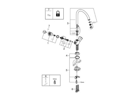 Grohe Costa L Sink Mixer - Chrome (31831001) spares breakdown diagram