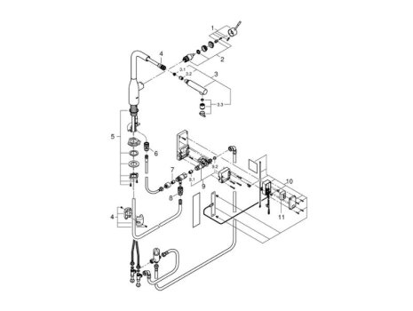 Grohe Essence Foot Control Electronic Single Lever Sink Mixer - Chrome (30311000) spares breakdown diagram