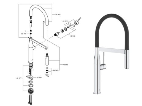 Grohe Essence Single Lever Sink Mixer 1/2" - Chrome (30294000) spares breakdown diagram