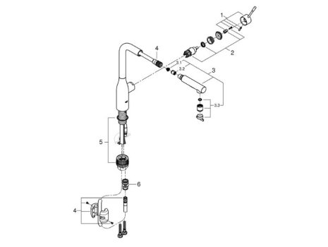 Grohe Essence Single Lever Sink Mixer - Brushed Hard Graphite (30270AL0) spares breakdown diagram