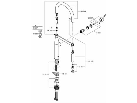 Grohe Essence Single Lever Sink Mixer - Brushed Nickel (30294EN0) spares breakdown diagram