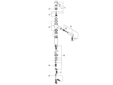 Grohe Essence Single Lever Sink Mixer - Chrome (32171000) spares breakdown diagram