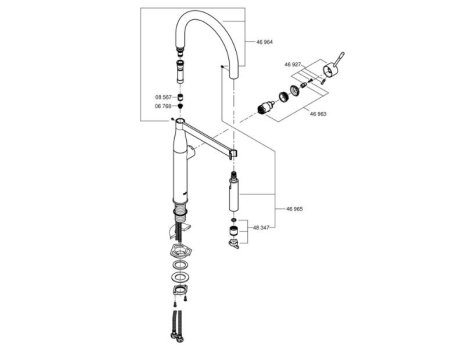 Grohe Essence Single Lever Sink Mixer - Supersteel (30294DC0) spares breakdown diagram