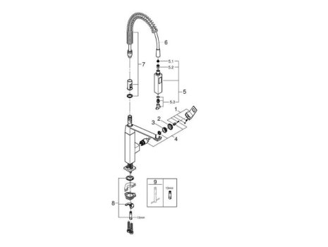 Grohe Eurocube Single Lever Sink Mixer - Chrome (31395000) spares breakdown diagram