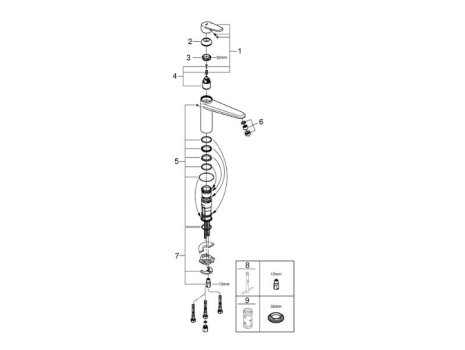 Grohe Eurodisc Cosmopolitan Single Lever Sink Mixer - Chrome (31206002) spares breakdown diagram
