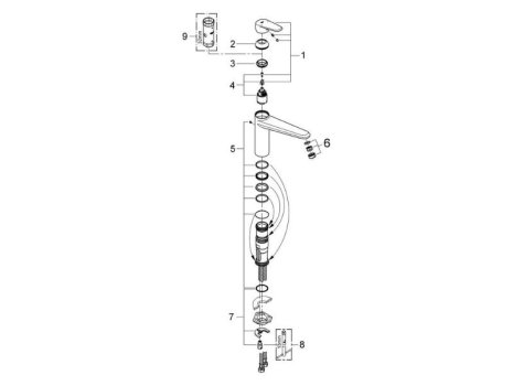 Grohe Eurodisc Cosmopolitan Single Lever Sink Mixer - Chrome (31236002) spares breakdown diagram