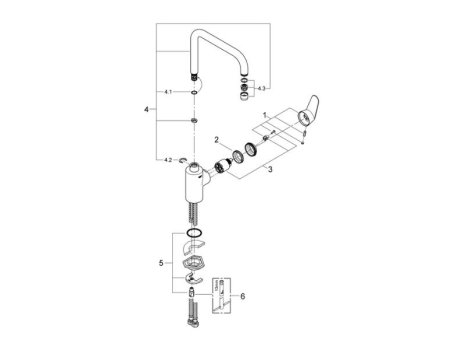 Grohe Eurodisc Cosmopolitan Single Lever Sink Mixer - Chrome (32259002) spares breakdown diagram