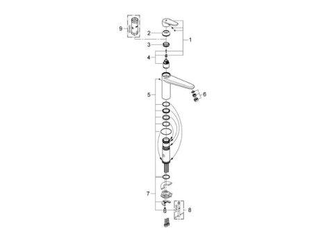 Grohe Eurodisc Cosmopolitan Single Lever Sink Mixer - Chrome (33770002) spares breakdown diagram