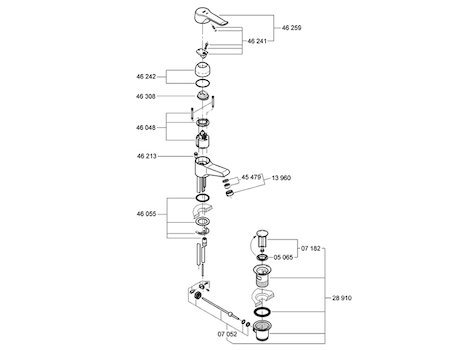 Grohe Euroeco single lever mixer tap (33124000) spares breakdown diagram