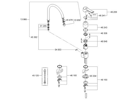 Grohe Euroeco special sink mixer (33898000) spares breakdown diagram