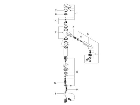 Grohe Europlus Single Lever Sink Mixer - Chrome (33933002) spares breakdown diagram