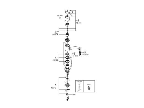 Grohe Eurosmart Cosmopolitan Single Lever Sink Mixer - Chrome (32842000) spares breakdown diagram