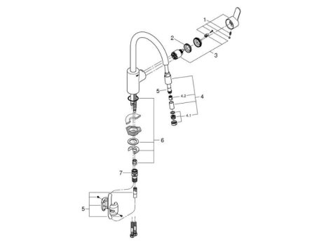 Grohe Eurostyle Cosmopolitan Single Lever Sink Mixer - Chrome (31126002) spares breakdown diagram