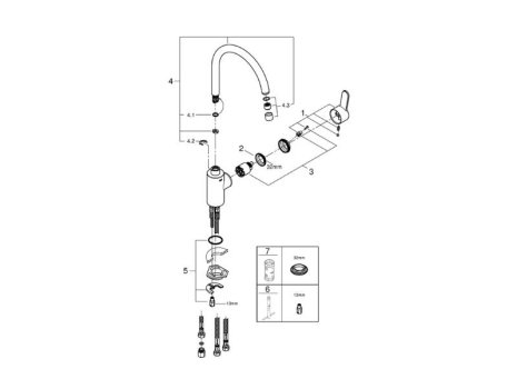 Grohe Eurostyle Cosmopolitan Single Lever Sink Mixer - Chrome (31127002) spares breakdown diagram