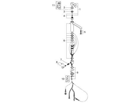 Grohe Eurostyle Cosmopolitan Single Lever Sink Mixer - Chrome (31153002) spares breakdown diagram