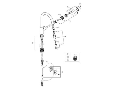 Grohe Eurostyle Cosmopolitan Single Lever Sink Mixer - Chrome (31482003) spares breakdown diagram
