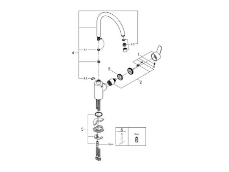 Grohe Eurostyle Cosmopolitan Single Lever Sink Mixer - Chrome (33975002) spares breakdown diagram