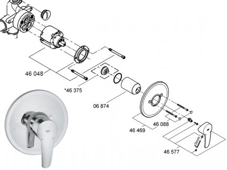 Grohe Eurostyle shower mixer (19507000) spares breakdown diagram