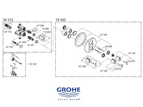 Grohe Grohtherm Auto 2000 - 19242 000 (19242000) spares breakdown diagram