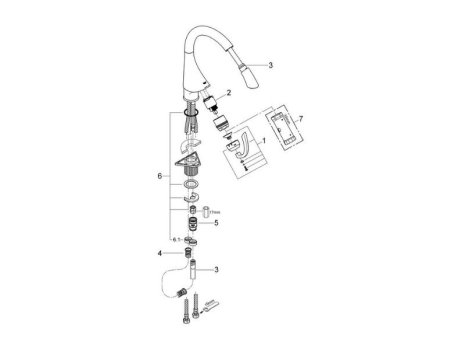 Grohe K4 Single Lever Sink Mixer - Chrome (33786000) spares breakdown diagram