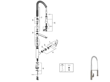 Grohe K7 Single Lever Sink Mixer - Brushed Hard Graphite (32950AL0) spares breakdown diagram