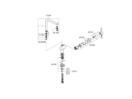 Grohe Minta Single Lever Sink Mixer - Brushed Hard Graphite (31375AL0) spares breakdown diagram