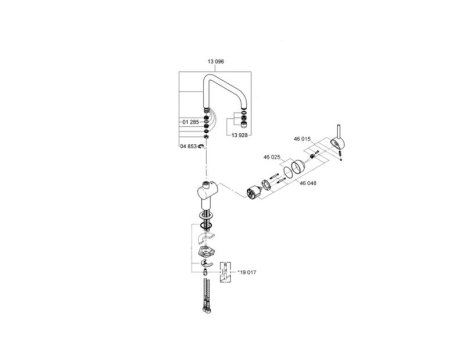Grohe Minta Single Lever Sink Mixer - Brushed Hard Graphite (32488AL0) spares breakdown diagram