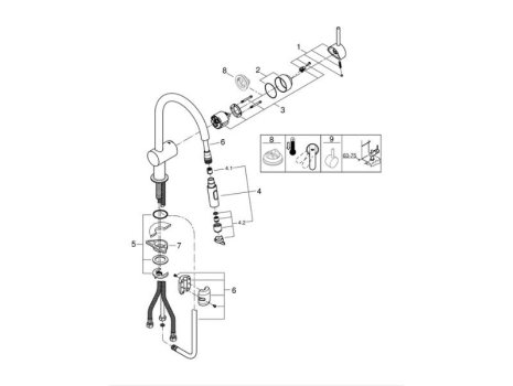 Grohe Minta Single Lever Sink Mixer - Chrome (32321002) spares breakdown diagram