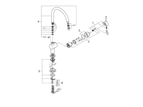 Grohe Minta Single Lever Sink Mixer - Chrome (32917000) spares breakdown diagram