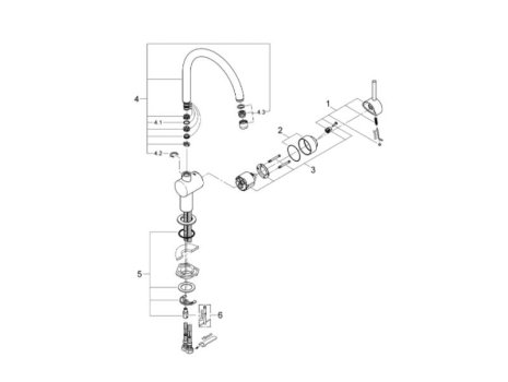 Grohe Minta Single Lever Sink Mixer - Velvet Black (32917KS0) spares breakdown diagram