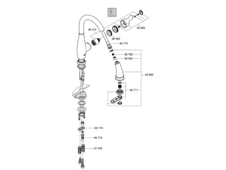 Grohe Parkfield Single Lever Sink Mixer - Supersteel (30215DC0) spares breakdown diagram