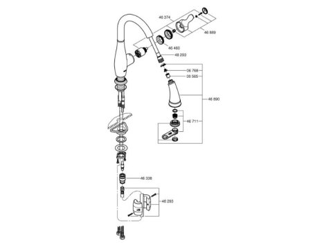 Grohe Parkfield Single Lever Sink Mixer - Supersteel (30215DC1) spares breakdown diagram