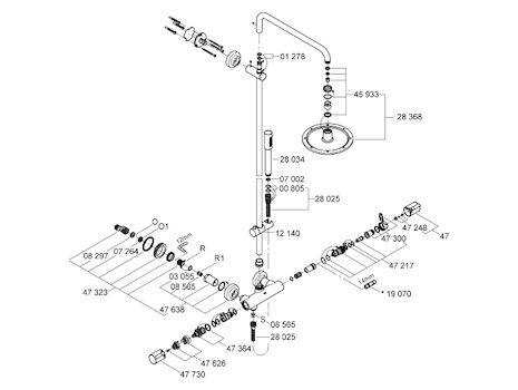 Grohe Rainshower System 210 bar mixer shower (27032000) spares breakdown diagram